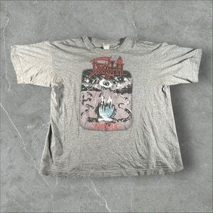 Vintage Death Shirt Men XL Grey 90s Death Metal Band Tour Symbolic 95 Blue Grape